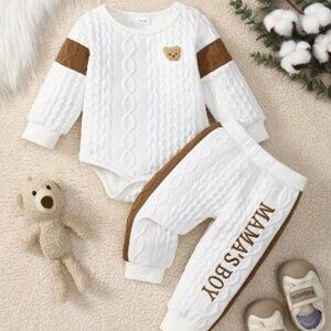 Cute Boys' Bear Romper Set - 2pcs